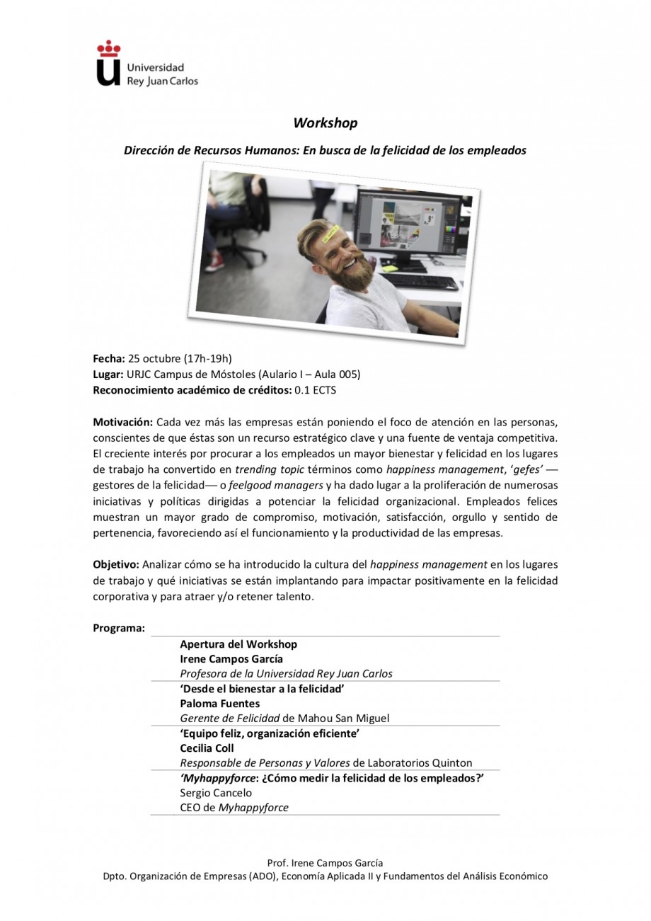 Workshop Direcci N De Recursos Humanos En Busca De La Felicidad De Los